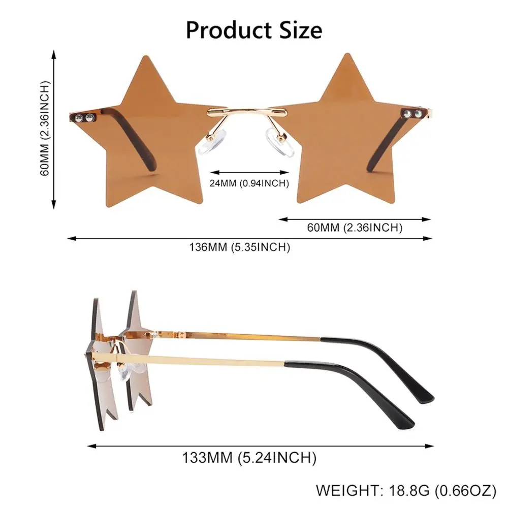 Estrela Forma Rimless Óculos, Engraçado Pentagrama Óculos, Óculos De Festa