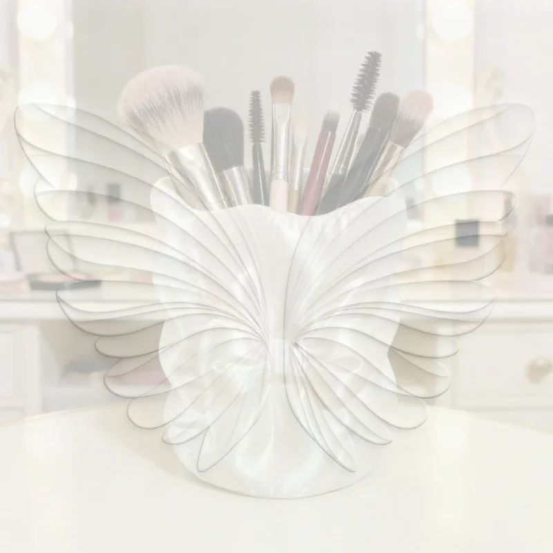Plastic Makeup Brush Holder With Cute Bow Large Capacity Perfect For Vanity Daily Makeup Storage Travel Use