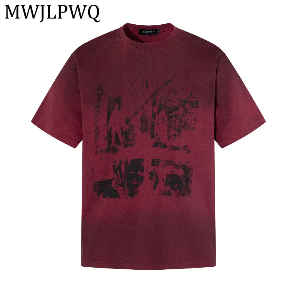 

MWJLPWQ American Street Style Unique Pattern Design T-Shirt For Men Loose Fit Short-Sleeve Casual Tops 2026 Summer New 15167