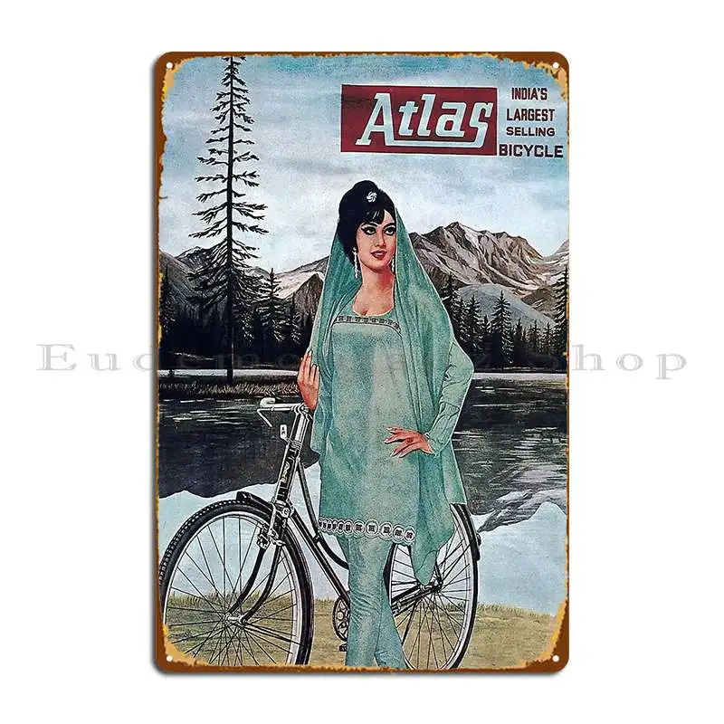 Vintage Indian Atlas Bicycle Advertising Poster Metal Signs Printed Wall Decor Kitchen Mural Pub Mural Tin Sign Poster