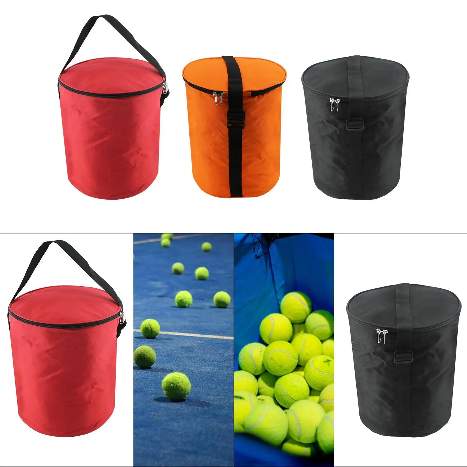 Tennis Ball Bag Badminton Balls Bag Adjustable Enthusiast Tennis Accessories Referee Sports Bucket Handbag Tennis Ball Basket