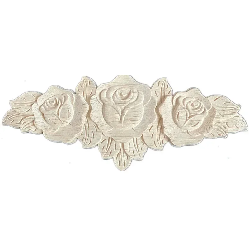 23cm Wood Carved Applique Frame Onlay Furniture Decoration Accessories Unpainted DIY Vintage Home Decor Craft Wooden Letters