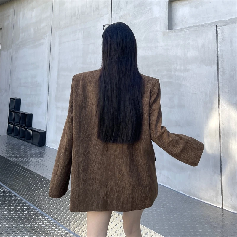 Vintage élégant tridimensionnel fleur ample costume veste printemps automne un bouton manteau femme surdimensionné veste manteau