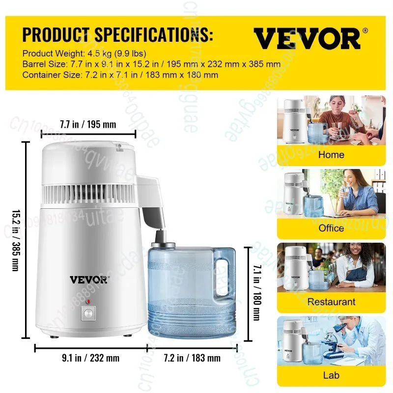 SucceBuy 4L تقطير المياه تنقية موزع مرشح التدفئة شرب زجاجة المنقي 304 الفولاذ المقاوم للصدأ الأجهزة المنزلية #6