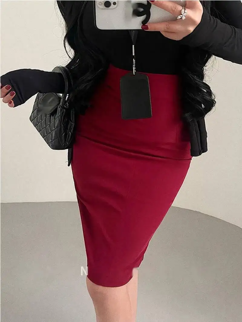 Korean Style Pure Desire Sexy OL High Waist Tight Slimming Mid Length Skirt Fashion Women Sweet Mini Skirts 2026 New Summer 9B8