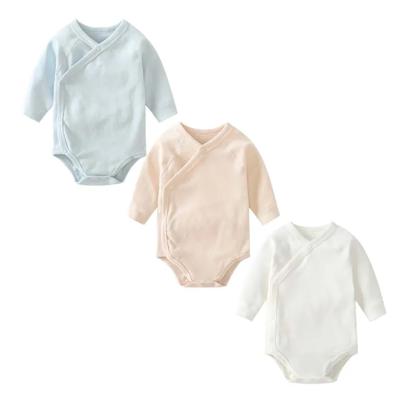 

0-12 Months Baby Clothing Thickened Bodysuits Autumn and Winter Cotton Long Sleeves Diagonal Jumpsuits Newborn Baby Clothes