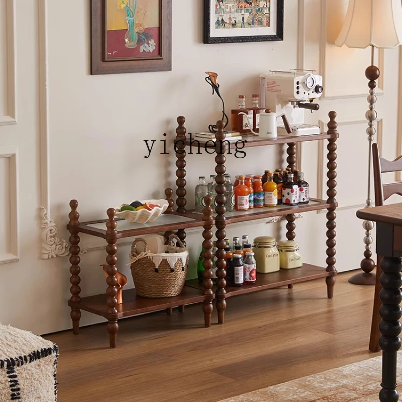 

ZK solid wood storage, dining side rack, living room sofa side flower rack, multi-functional three-layer shelf