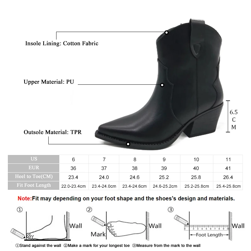 GMQM-Ankle Boots casuais ocidentais de cowboy para mulheres, dedo do pé apontado plataforma, sapatos de grife, salto alto slip-on, moda, outono,