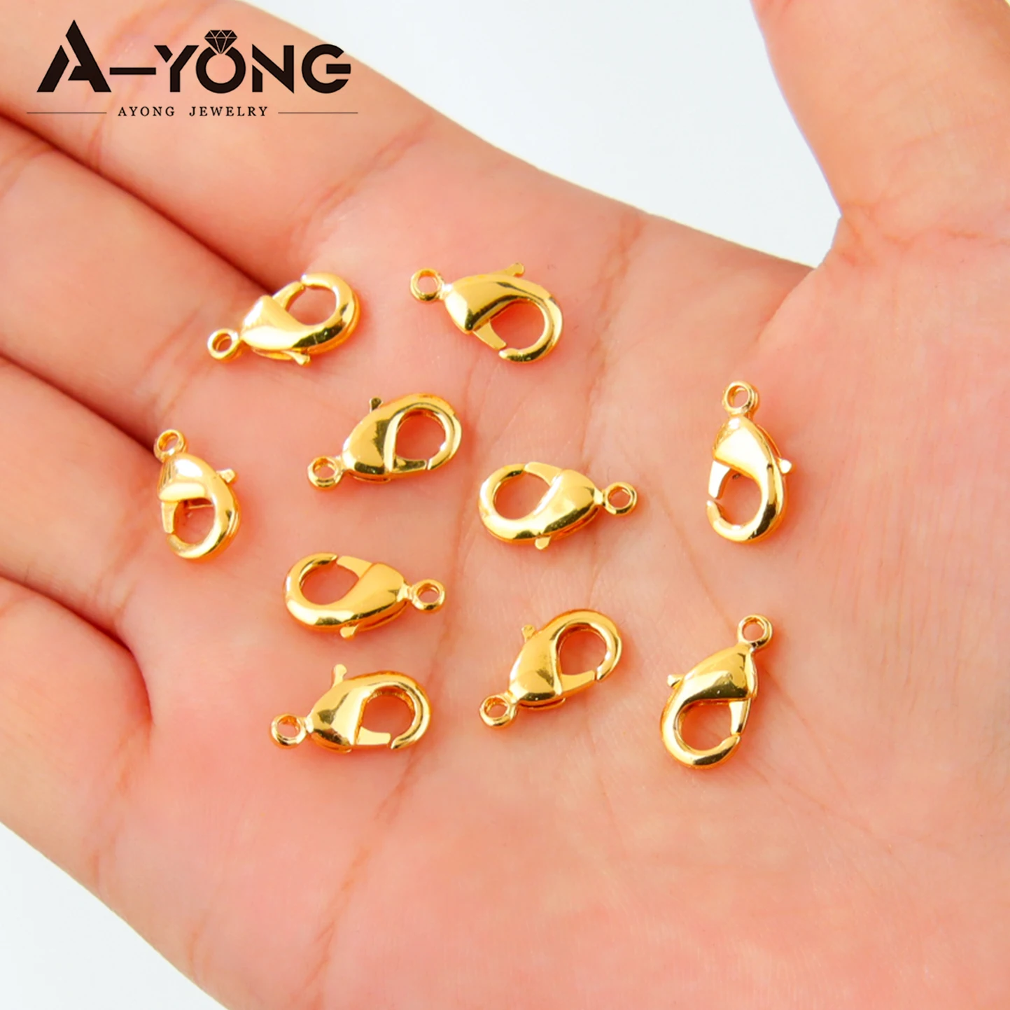 

50pcs Bulk Lobster Clasp Claw Hooks 21k Gold Plated For Jewelry DIY Making Necklace Bracelet Dubai Muslim Fashion Accessories