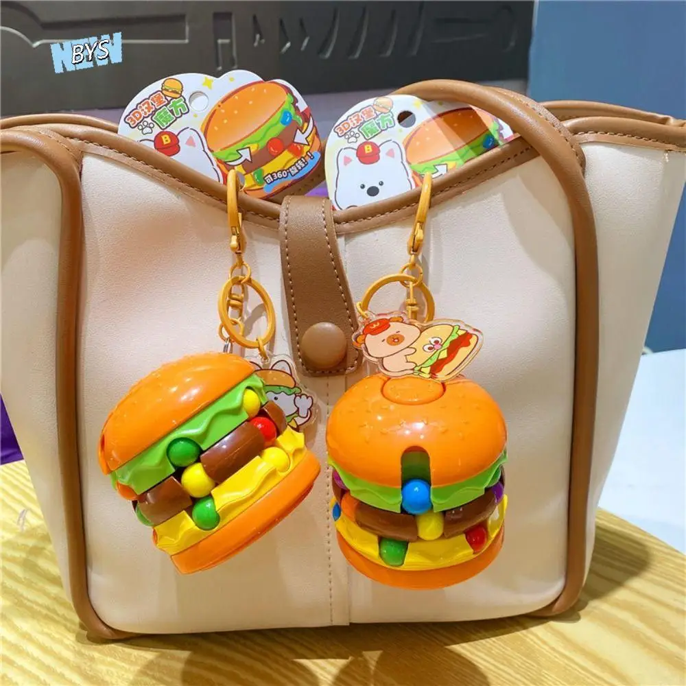 

Plastic Dog Hamburger Doll Key Chain Anti-lost Bag Decoration Hamburger Magic Bean Cube Trinket Girl Heart