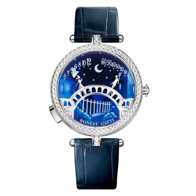 BONEST GATTI Women Quartz Watch Vintage Ladies Wristwatch Sapphire Mirror Waterproof Lover's Bridge Couples can Meet