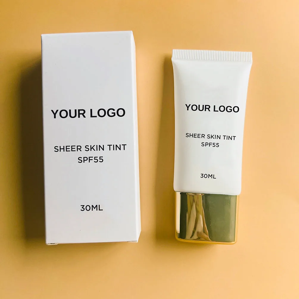 Maquillage végétalien, marque privée, Logo personnalisé, teinte peau transparente, 7 nuances, capuchon doré, crème de protection pour le visage, Base de maquillage, vente en gros