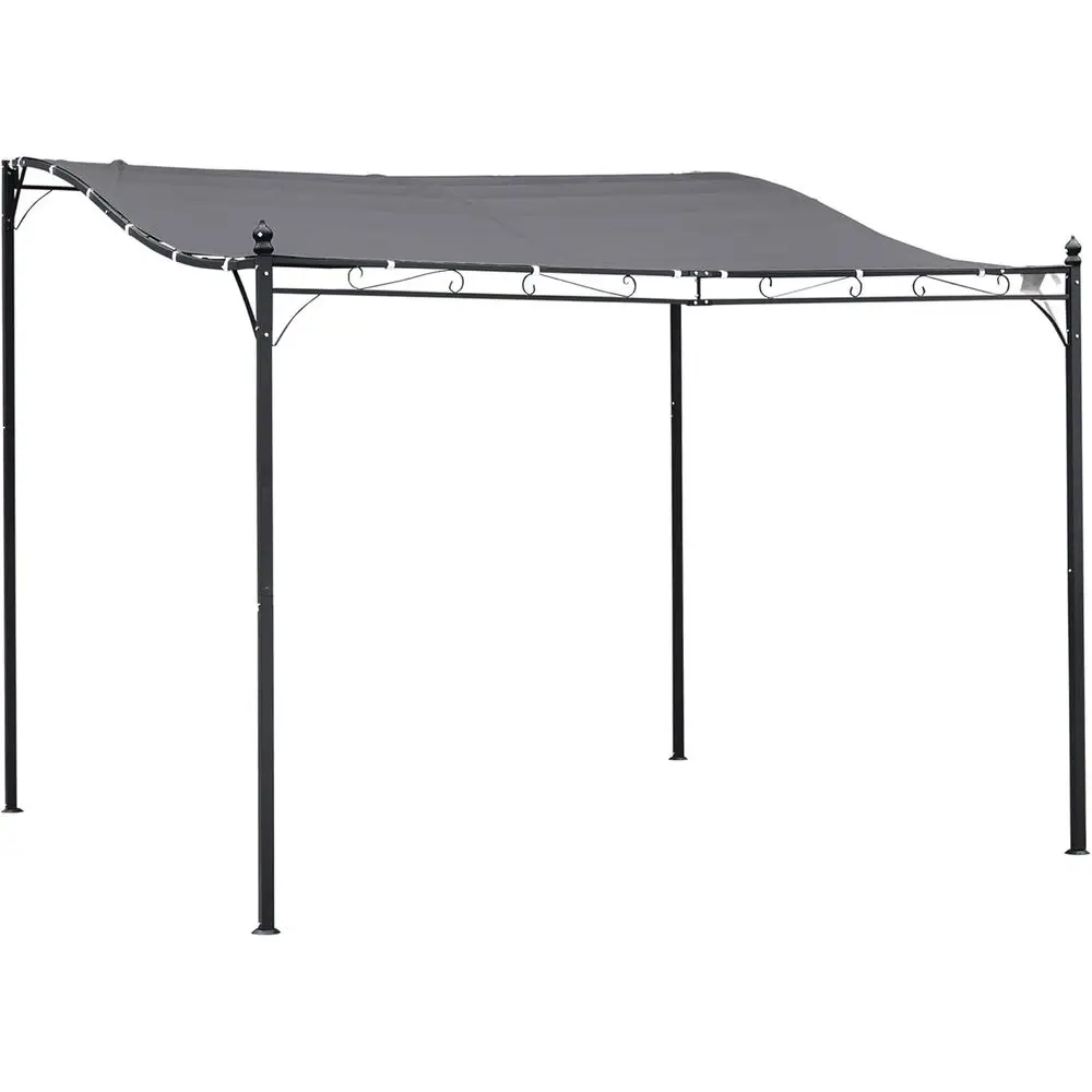 10' x 10' Grey Steel Outdoor Pergola with Weather-Resistant Fabric and Drainage for Patio, Deck, or Garden