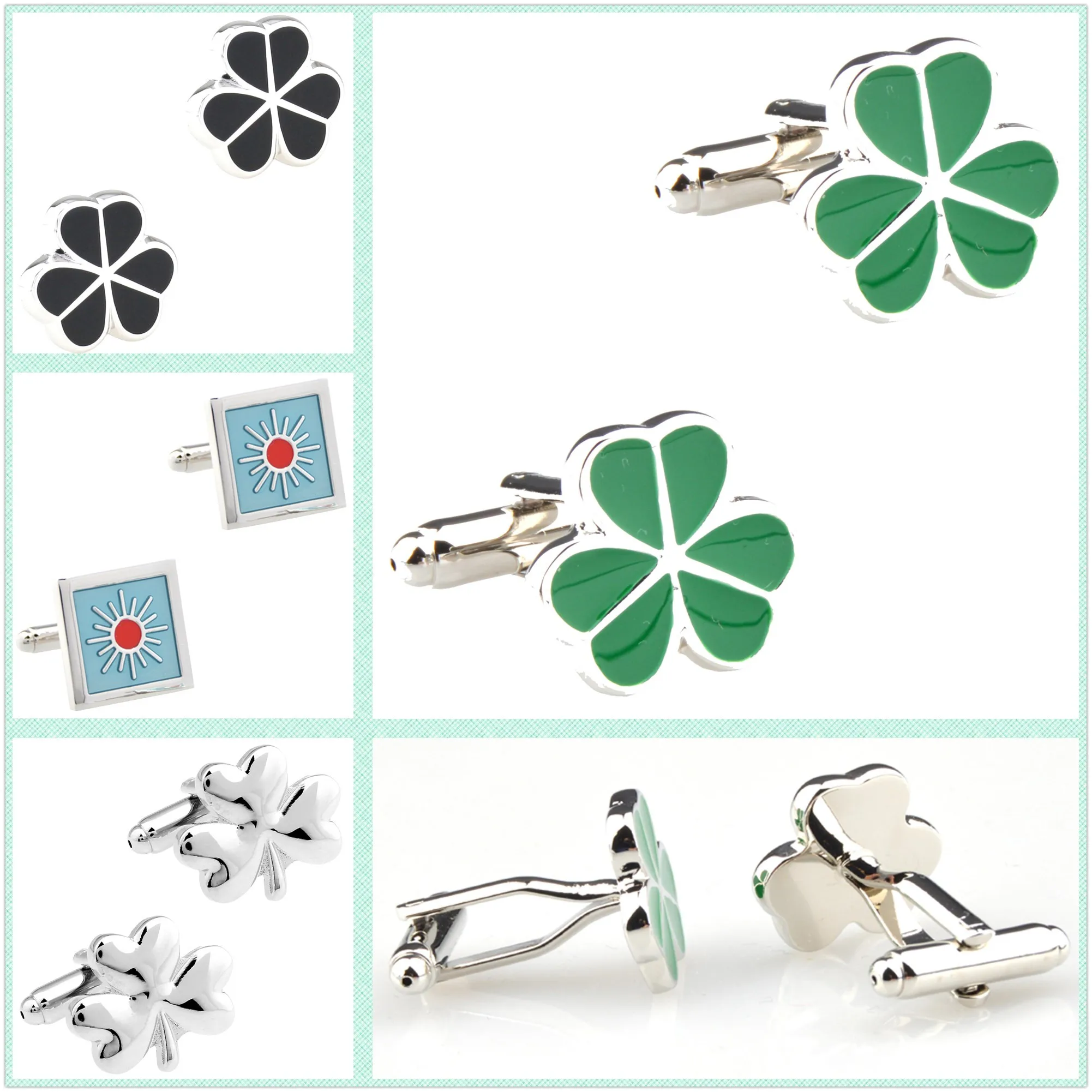 4 Styles TZG Trendy Cufflink Mens Cuff Link Clover Sun 1 Pair Shipping Factory