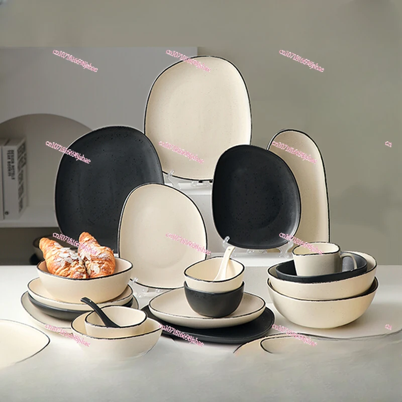 Dishes and cutlery set ceramic household Nordic simple irregular shaped tableware gifts