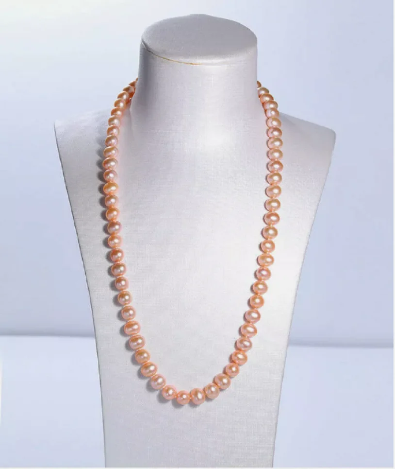 

Japan Akoya 20-inch AAAA8-9mm pink pearl necklace with 14k gold buckl