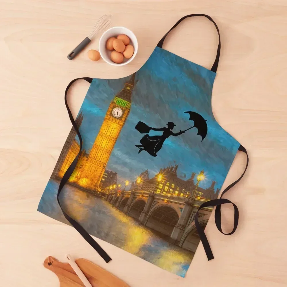 

Magical Nanny Over London Apron for women with pocket kitchen and home Chef jacket men Kitchenware Apron