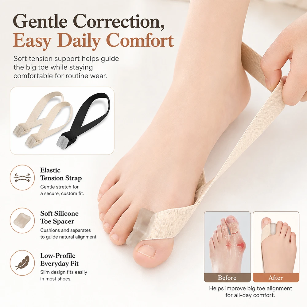 Thumb Valgus Corrector One Side Hallux Valgus Tension Strap Pain Relief Toe Finger Separator Straightener Tool Aid WINRUOCEN