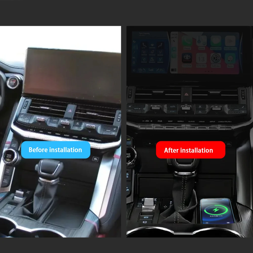 Wireless Mobile Phone Charger Center Console Storage QI 18W iPhone fast charge for Toyota Land Cruiser 300 LC300 J300 2022–2025
