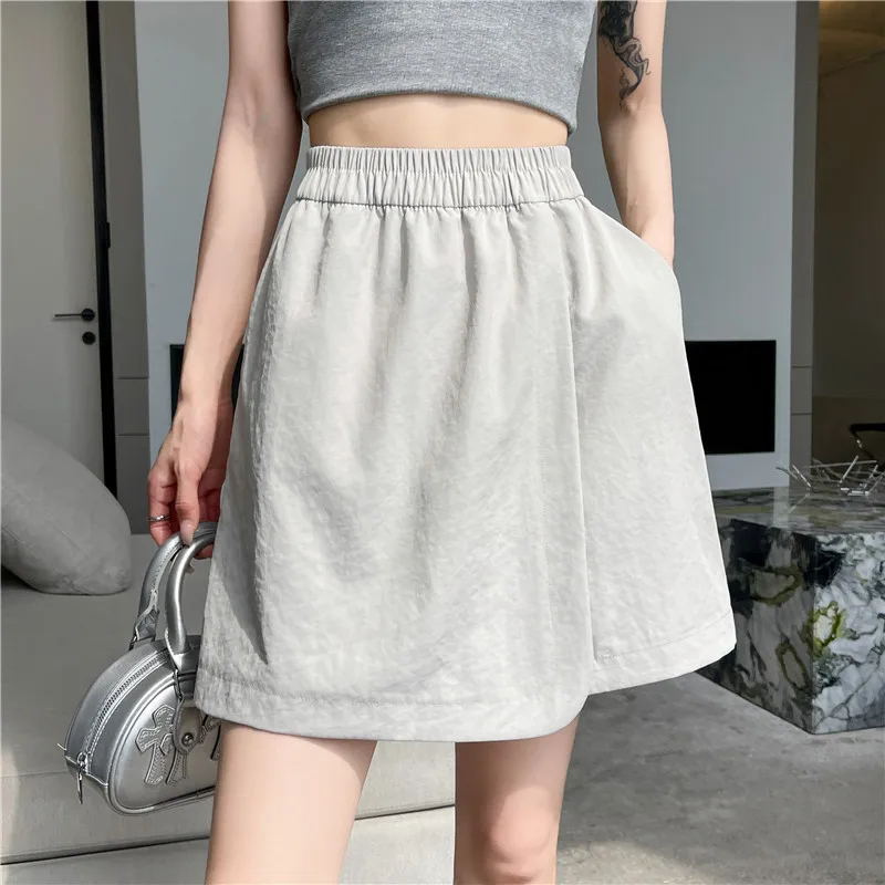 Solid Color Five Pants Female False Two Pieces Homemade Casual Versatile Irregular Personality Design Sense Skirt Pants Shorts