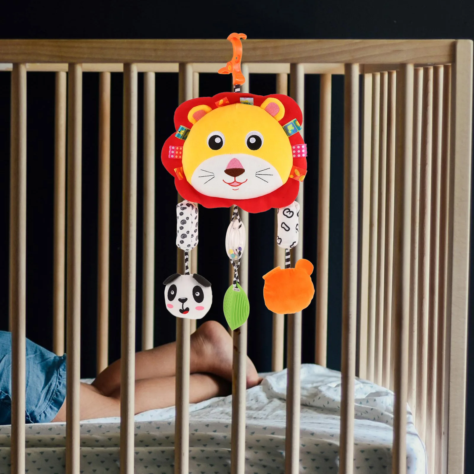 Hanging Baby Crib Stroller Car Seat Cartoon Infant Spiral Wrap Sensory Development Activity Hanging Decor Toys