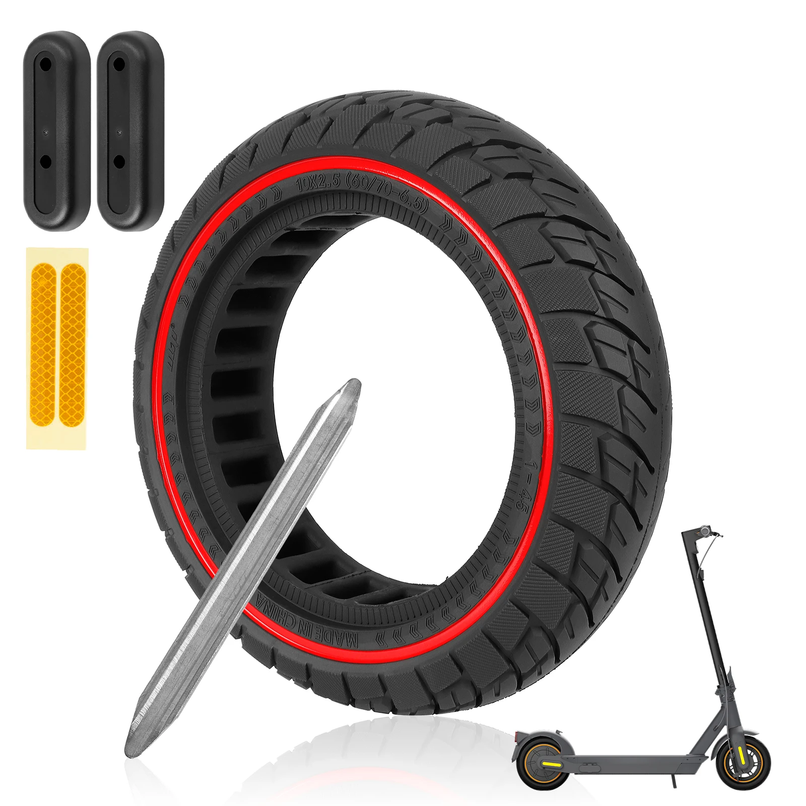 Ulip 60/70-6.5 Off-Road Solid Tire For Ninebot MaxG30 Series 10 Inch 10x2.5 Tubeless Tire Explosion-Proof Tire Replacement Parts