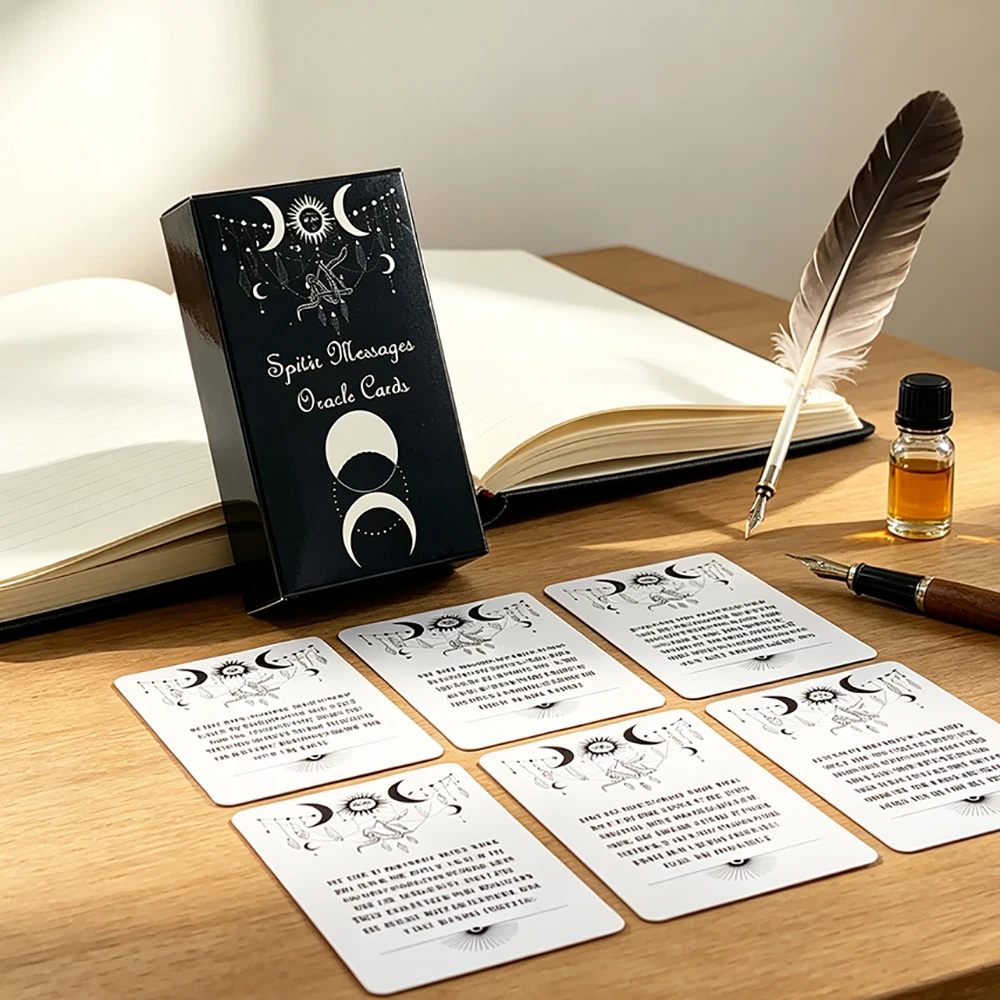 Spirit Messages Oracle Cards 54 Card Moon & Spirit Themed Deck Mysterious Divination Cards Game, Perfect for Intuitive Guidance