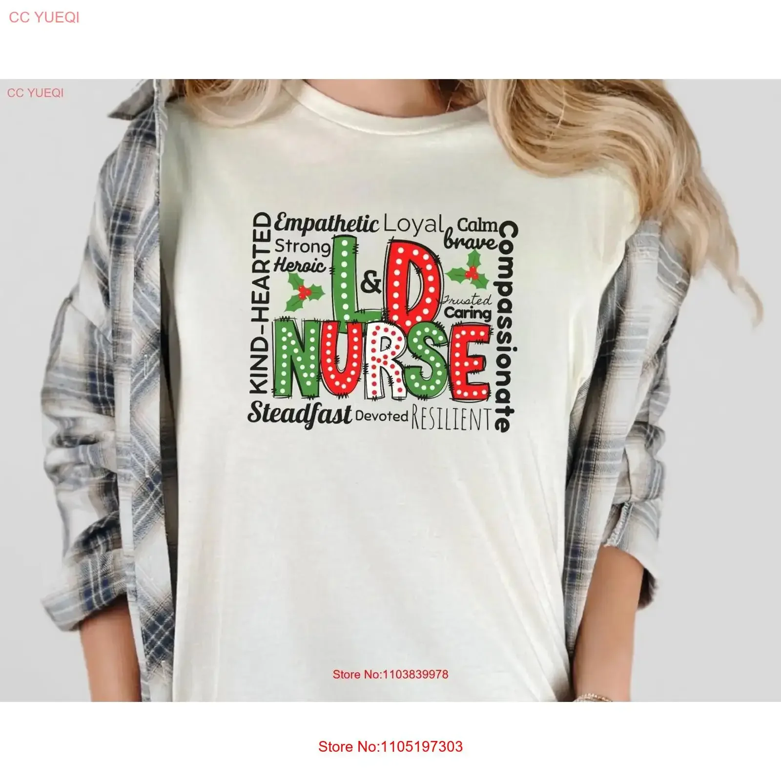 Christmas L D Nurse T Shirt Holiday Labor and Delivery Festive OB RN Appreciation Xmas Obstetrics Nursing for vintage Washed