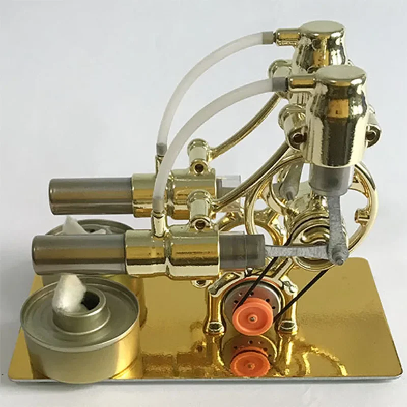 Mini Stirling Engine Twin Cylinder Model Steam Power Generation Science Experiment Toy