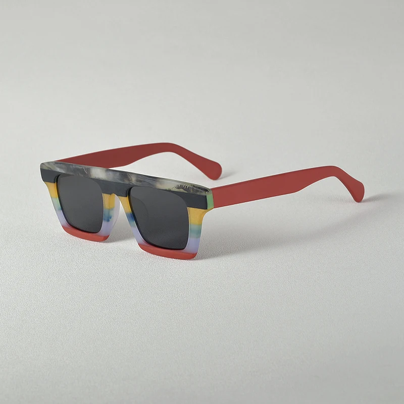 

Fashion Colorful Square Women Polarized Sunglasses Cool Street Style Men Frosted Acetate Can Be Paired Myopia Prescription Lens