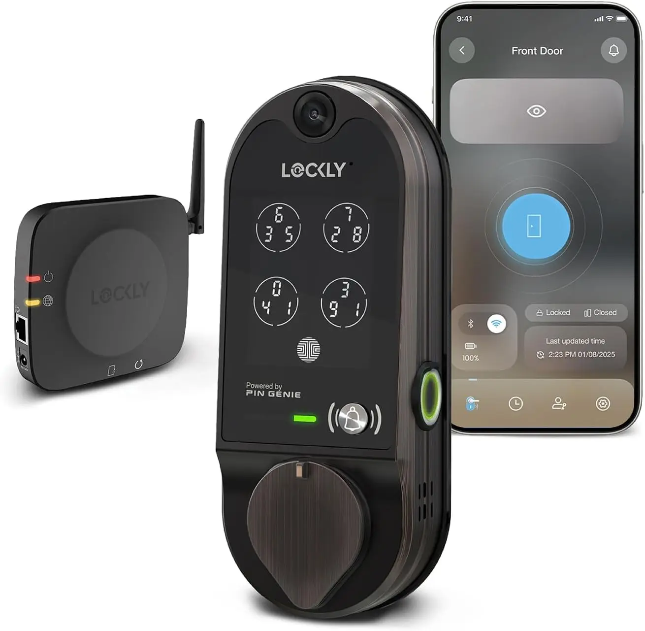 

Умный замок Lockly Vision, HD-видео дверной звонок, умные замки для входной двери, дверной замок с отпечатком пальца, сенсорная клавиатура, управление через приложение,