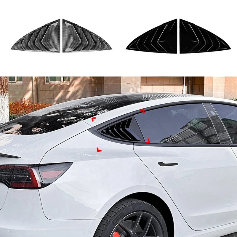 Car Rear Side Window Louvers Air Vent Scoop Shades Cover Blinds Trim For Tesla Model 3 2017-2023 Y 2020+