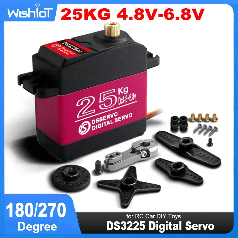 DS3225 Digital Servo Dsservo IP66 tahan air kecepatan tinggi gigi logam 25KG 180/270 derajat Motor Baja untuk 1/8 1/10 1/12 skala mobil RC