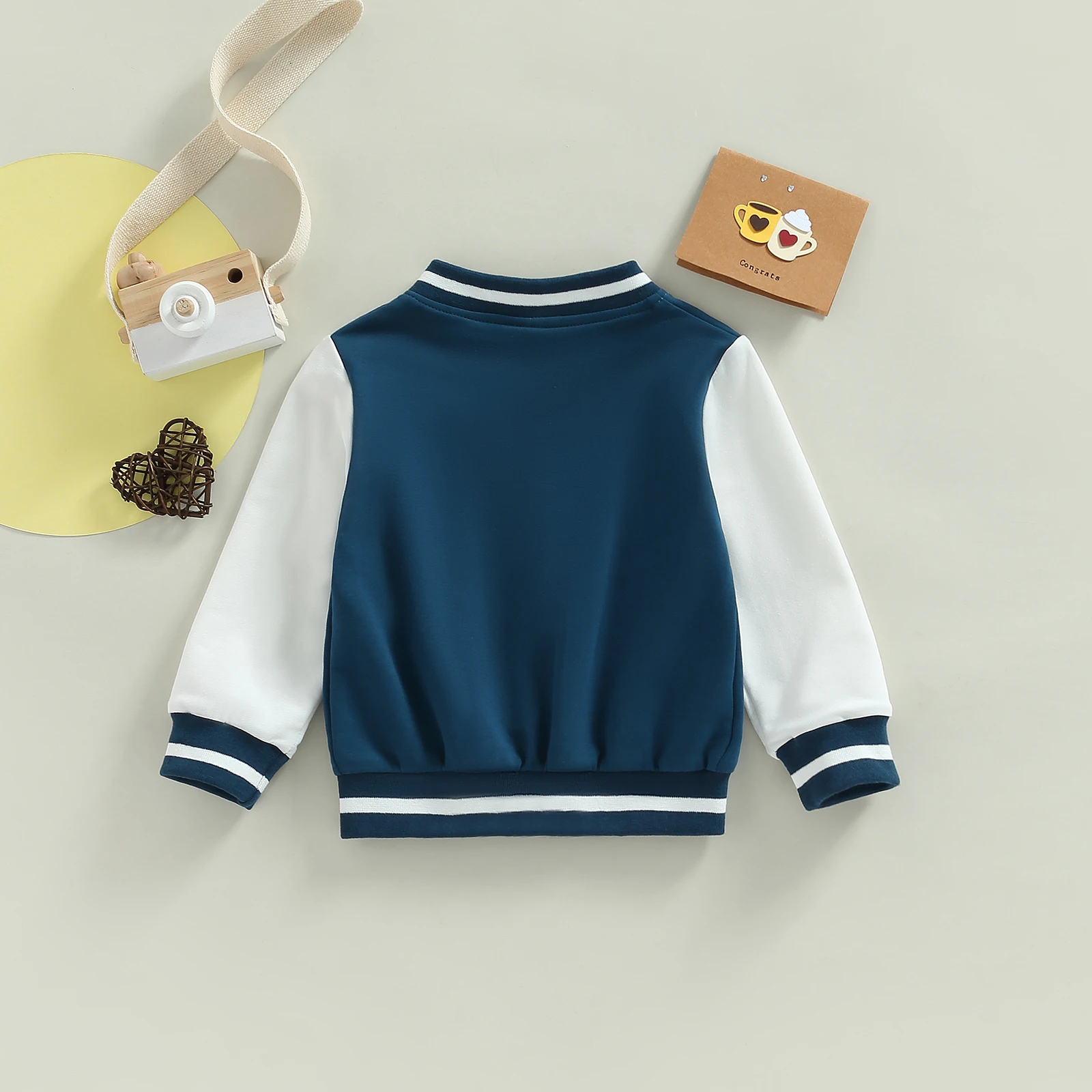 Kids Baseball Jackets for Boys Girls Outwear Letter Pattern Contrast Color Long Sleeve Buttons Coat Spring Fall Children Clothes