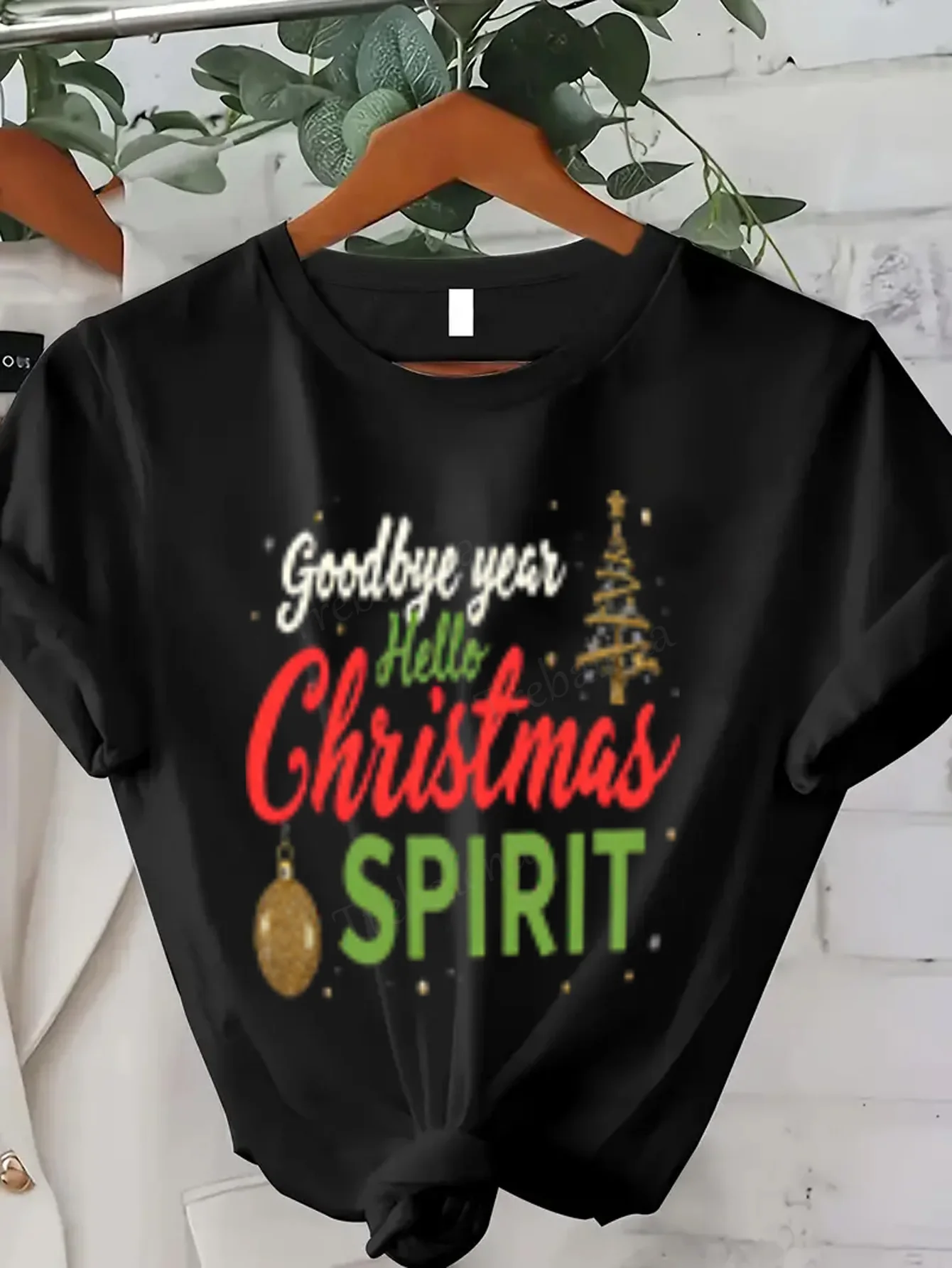 Women T-shirt Festive "Goodbye Year, Hello Christmas Spirit" Women's T-Shirt