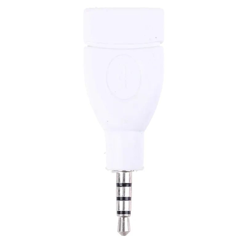 Converter Adapter USB 2.0 Female To 3.5mm Male AUX Audio Car Plug Jack White