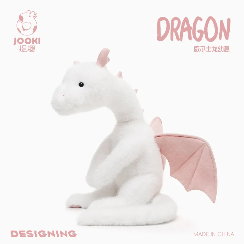 Peluche da cova con drago gallese bianco, adorabile animale di peluche stupido e cuscino lenitivo, regalo di compleanno accogliente