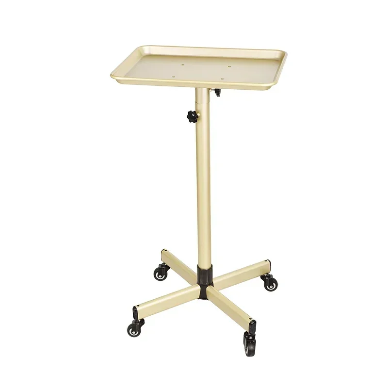 Modern Adjustable Working Trolleys Hairdressing Tray With Wheels Gold & Black For Hair Salon Barber