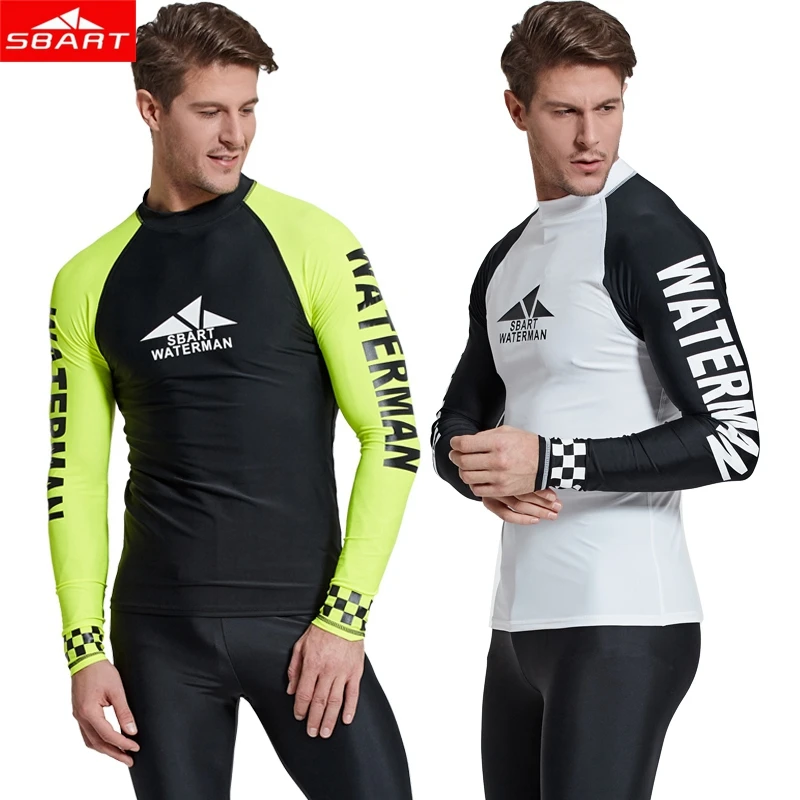 Men Long Sleeved Swimsuit Pair T-Shirt Sunscreen Clothes Super Elastic Swimming Diving Surfing UV Protection Beach Coat