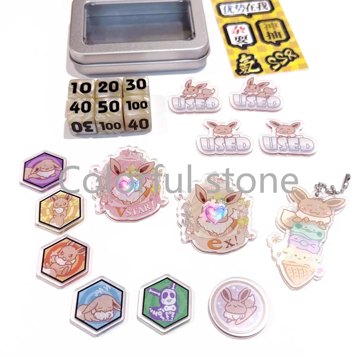 ポケモン-ptcg-ダメージカウンターセット-イーブイテーマダイス-vstar-マーカー-ex-ボードゲームアクセサリー-ポケモンプレイヤーとファン向け