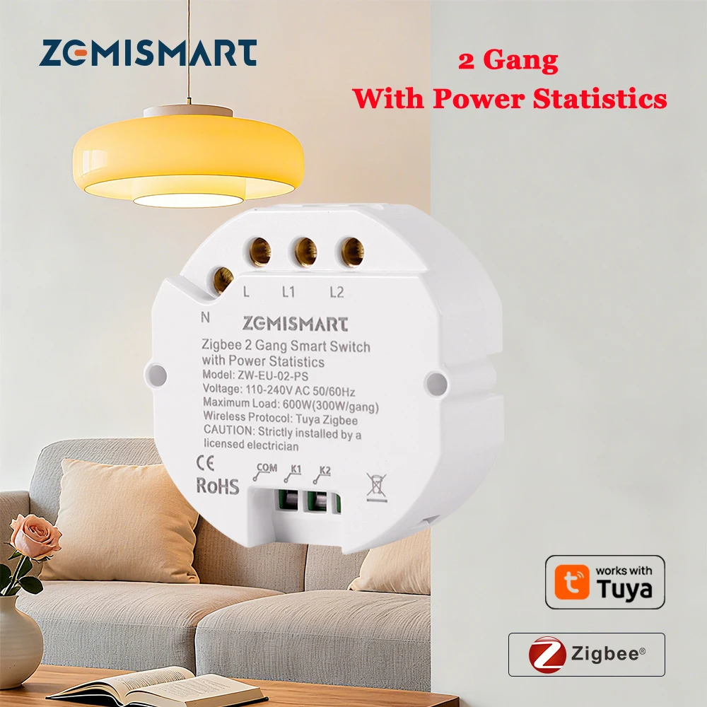 

2-бандовый модуль Tuya Zigbee Smart Inlind, выключатель света с функцией остановки электропитания, работа с дистанционным управлением через приложение Tuya Smart Life
