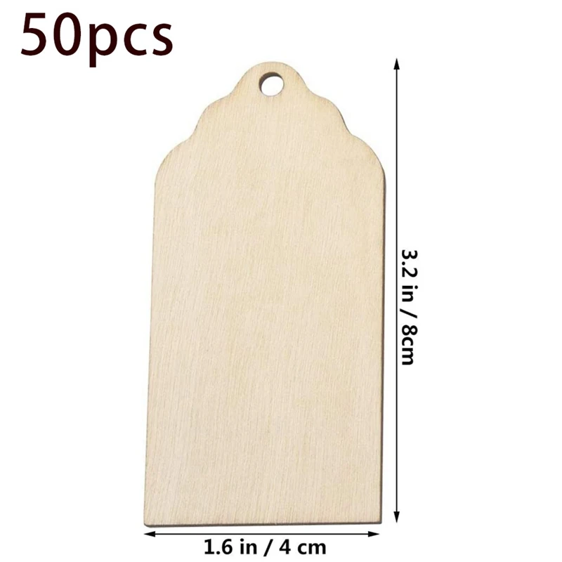 50Pcs Mini Wooden Tag,Unfinished Hanging Wooden Tag With Hole DIY Christmas Holiday Decoration