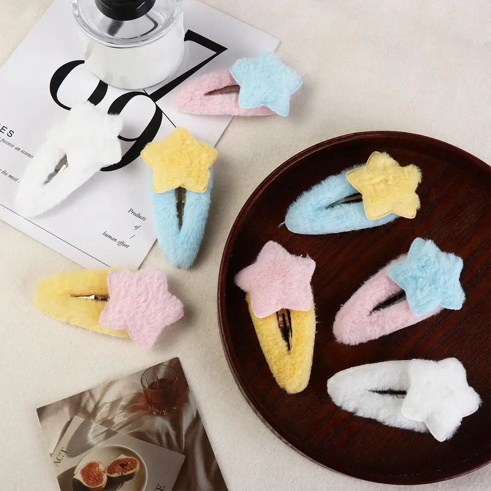 Lovely Minimalist Style Plush Star Hair Clip Ornament Hair Accessories Plush BB Hairpins Headdress Sweet Fluffy Barrettes Ladies
