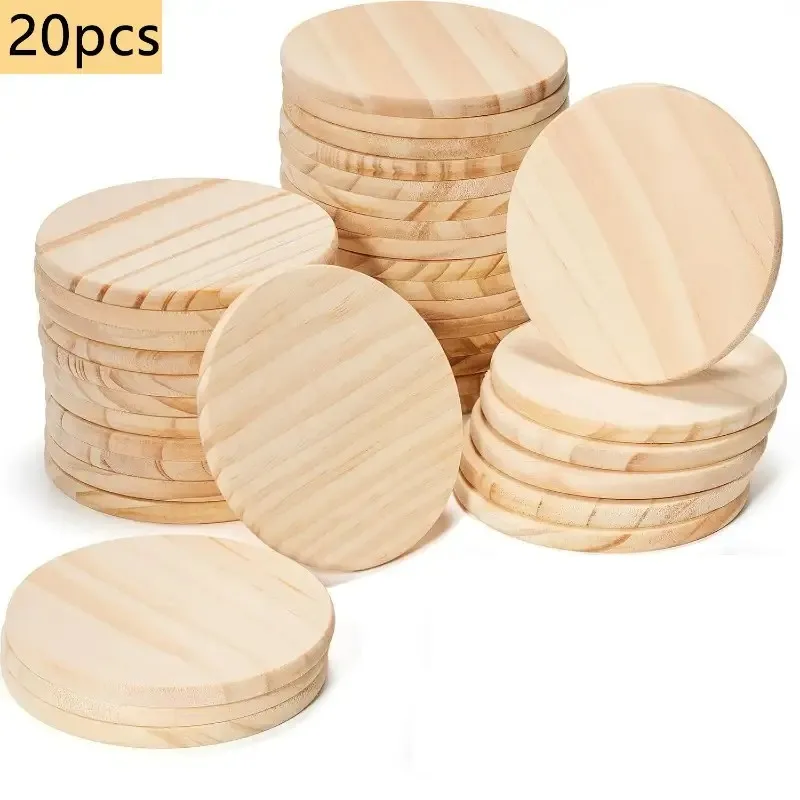 5/10/20 PCS Unfinished Wooden Circles Blank Wood Discs for DIY Crafts, Painting, Laser Engraving, Coasters, Table Centerpieces