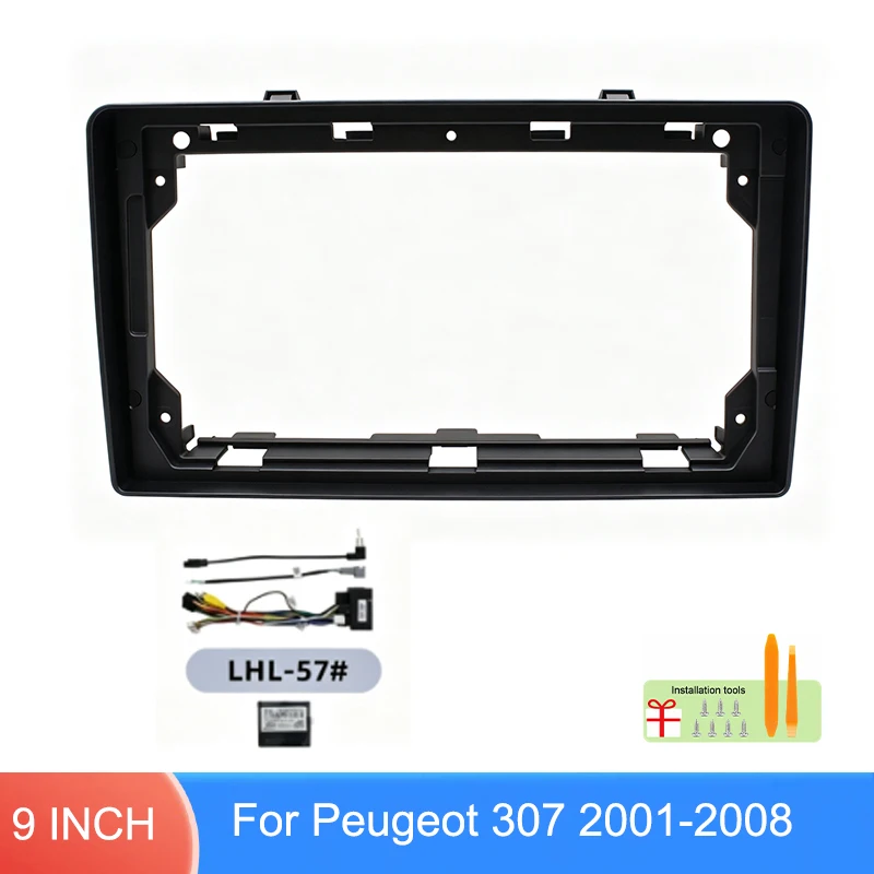 9 Inch Car Radio Fascia Frame For Peugeot 307 2001-2008 Android Stereo Dash Panel Optional Wiring CANBUS