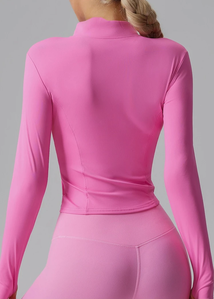 Yoga Long Sleeve Sports Jacket Women's Zip Fitness Yoga Shirt Slim Fit Gym Top Activewear Running Coats Workout Cycling Clothes