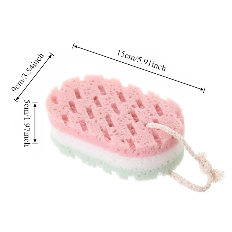 1pc Colorful Three-Layer Bath Sponge Scrubber Thickened Design Hangable Bubble-Making Bathing Sponge Home Bathing Supplies