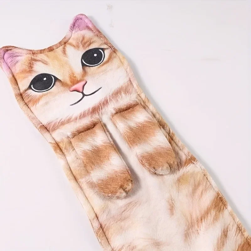 Bathroom Simulation Cute Thick Hand Towel Multi Functional Kitchen Hanging Handkerchiefs Creative Cat Hand Towel Cleaning Tool