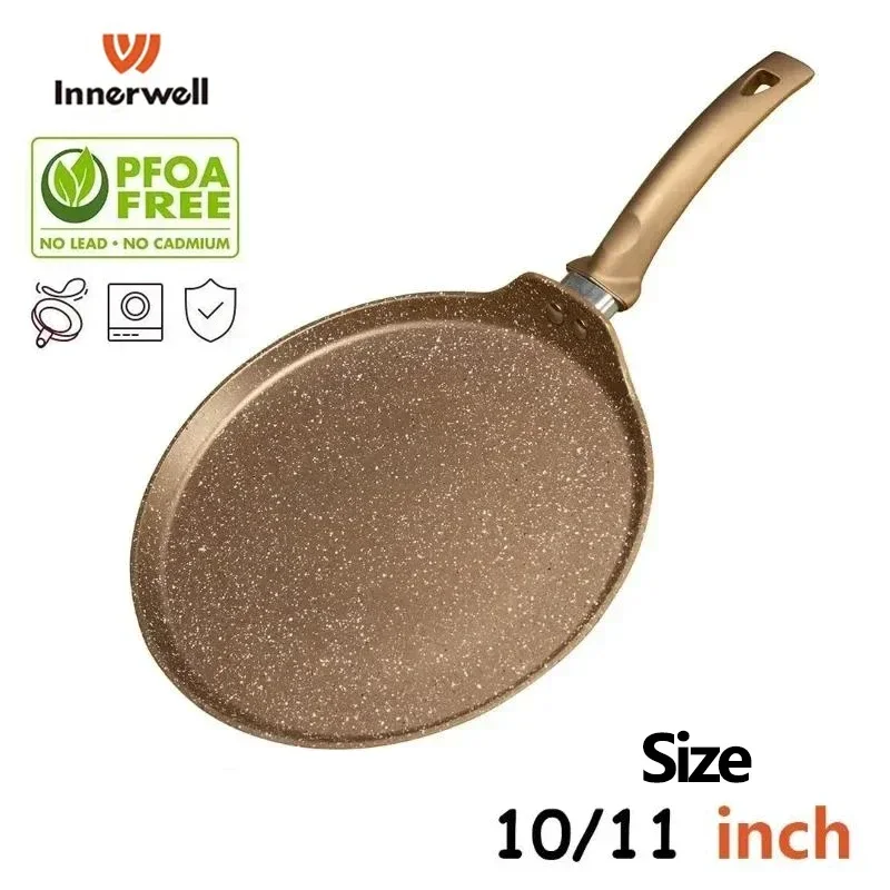 

Innerwell Kitchen Frying Pan Pancake Pizza Skillets 10/11inch Nonstick Nontoxic Cookware Breakfast Fried Egg Tortilla Crepe Pots