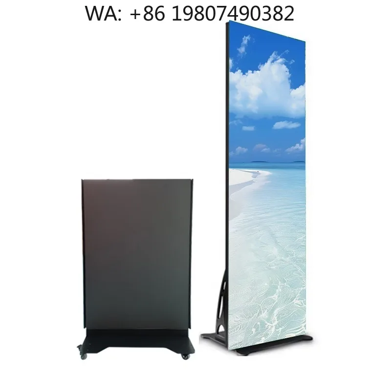 P1.25 Foldable LED Poster Display Customizable Full Color WiFi Indoor/Outdoor Digital Signage for Airport Elevator Retail Stores